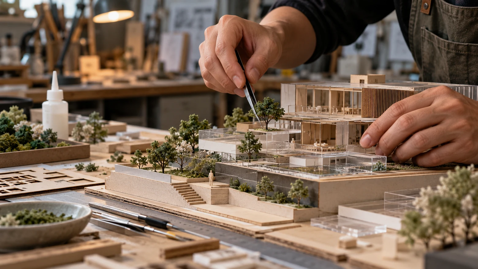 Ilustração conceitual editorial sobre quanto tempo leva para produzir uma maquete?